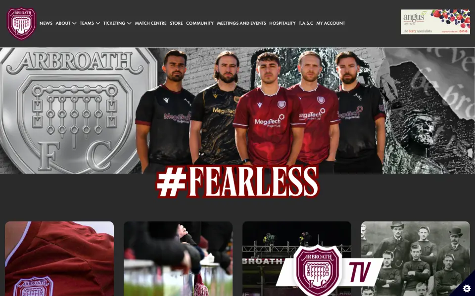 The Arbroath FC website home page