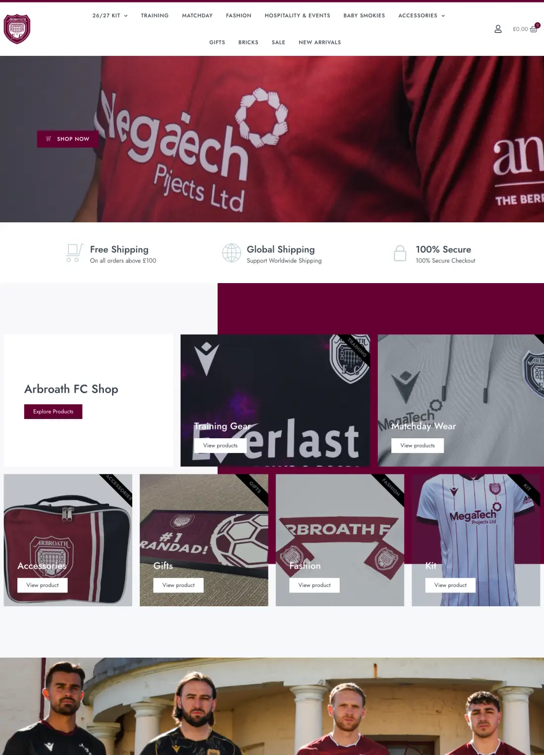 The Arbroath FC club shop, scrolling