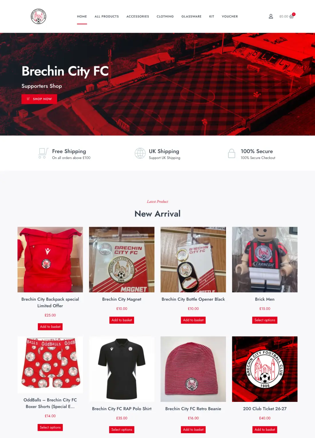 The Brechin City FC supporters shop, scrolling